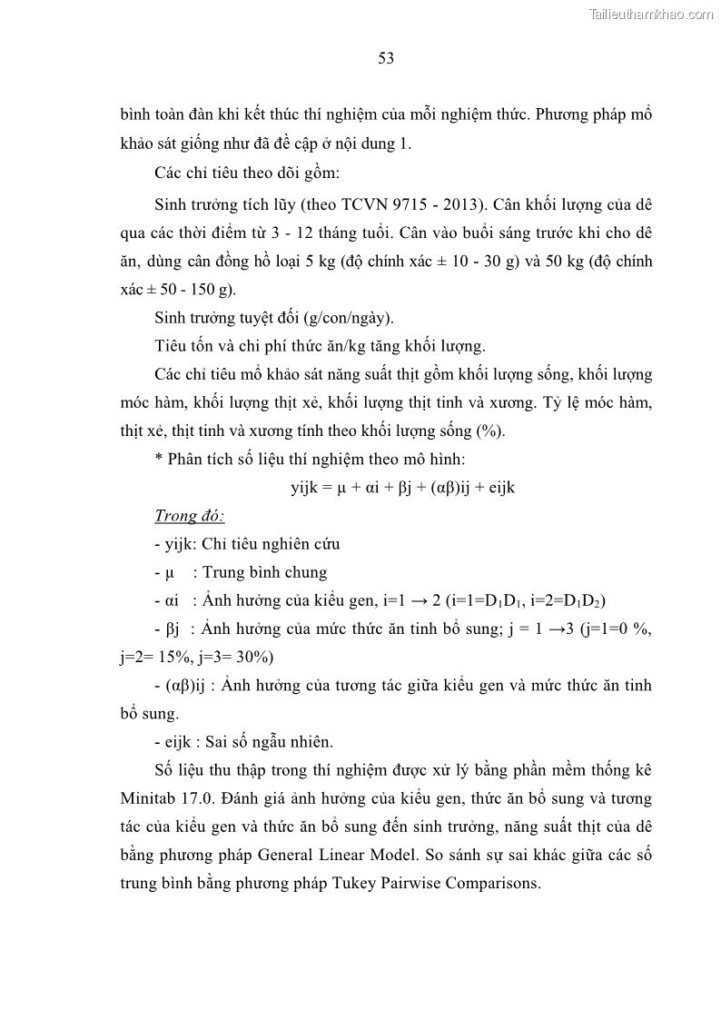 Luận án tiến sĩ chăn nuôi Đặc điểm sinh trưởng và mối tương quan đa hình gen POU1F1 với tính trạng sinh trưởng của dê địa phương Định Hóa - 6 Trang 66