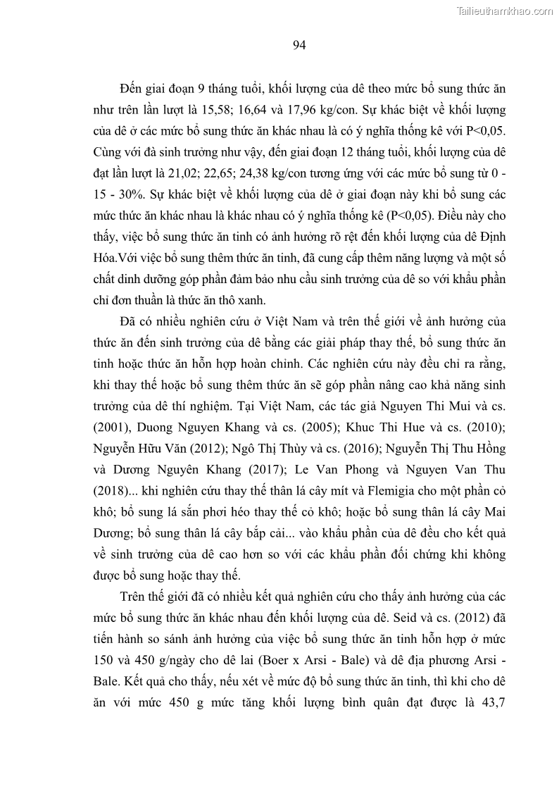 Luận án tiến sĩ chăn nuôi Đặc điểm sinh trưởng và mối tương quan đa hình gen POU1F1 với tính trạng sinh trưởng của dê địa phương Định Hóa - 9 Trang 107