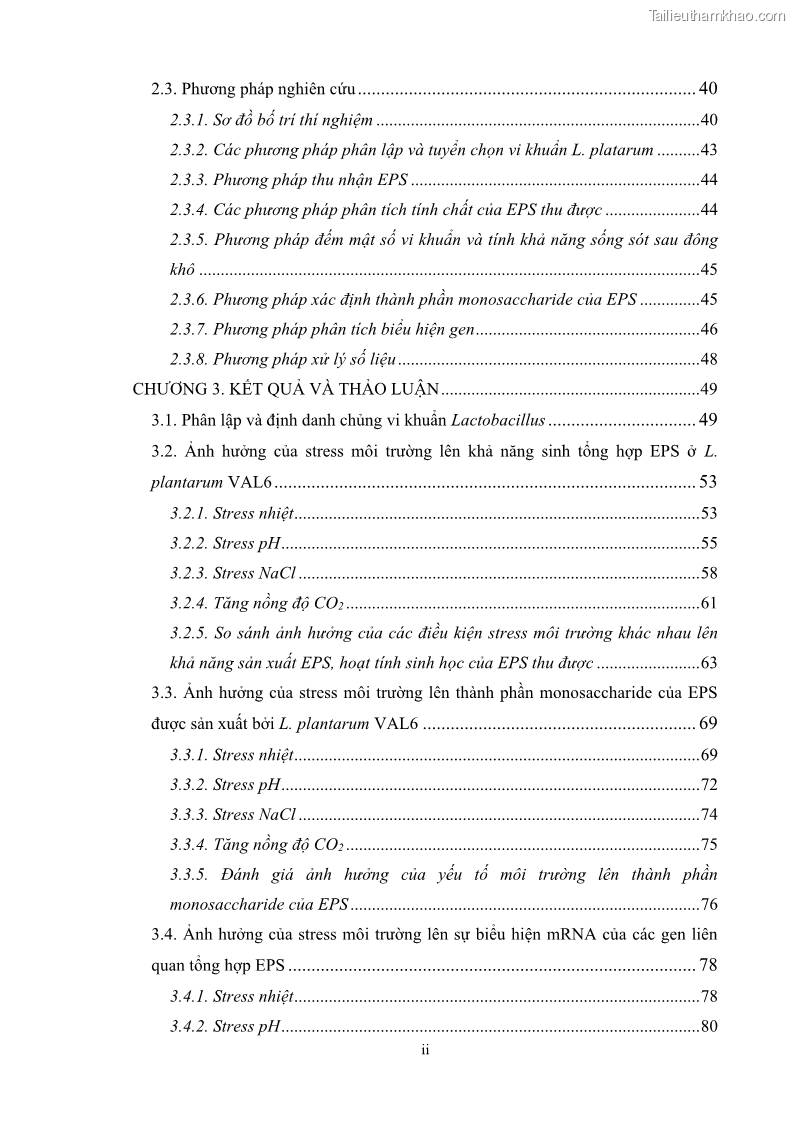 Luận án tiến sĩ công nghệ sinh học Nghiên cứu các điều kiện stress môi trường đến khả năng tổng hợp exopolysaccharides của vi khuẩn Lactobacillus plantarum - 1 Trang 6