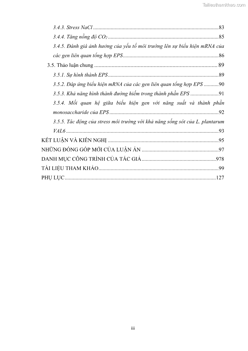 Luận án tiến sĩ công nghệ sinh học Nghiên cứu các điều kiện stress môi trường đến khả năng tổng hợp exopolysaccharides của vi khuẩn Lactobacillus plantarum - 1 Trang 7