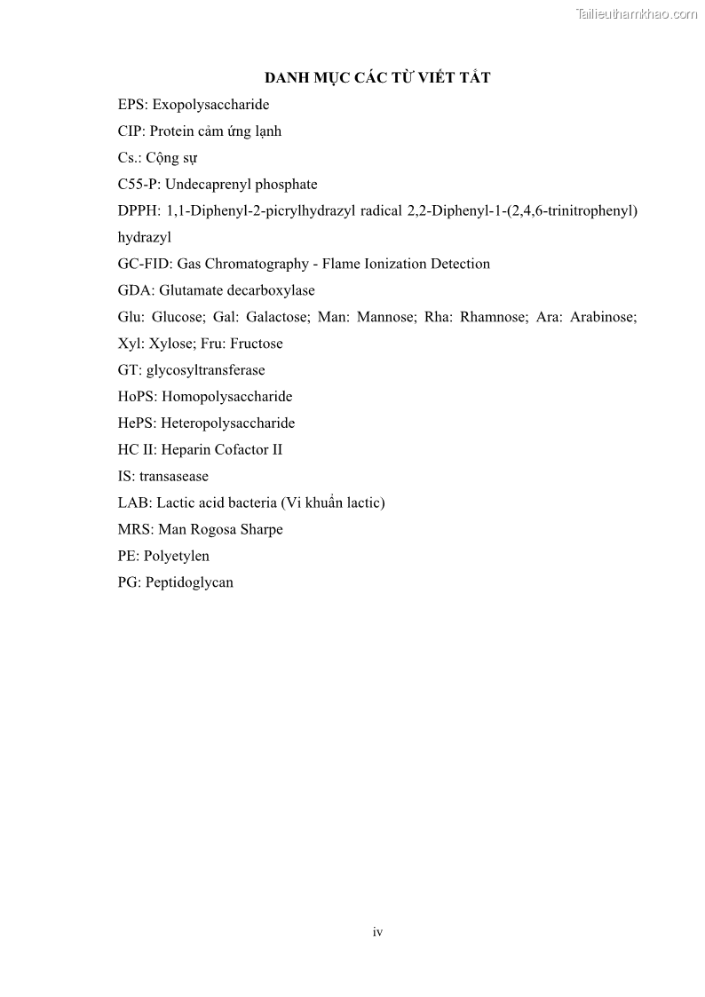 Luận án tiến sĩ công nghệ sinh học Nghiên cứu các điều kiện stress môi trường đến khả năng tổng hợp exopolysaccharides của vi khuẩn Lactobacillus plantarum - 1 Trang 8