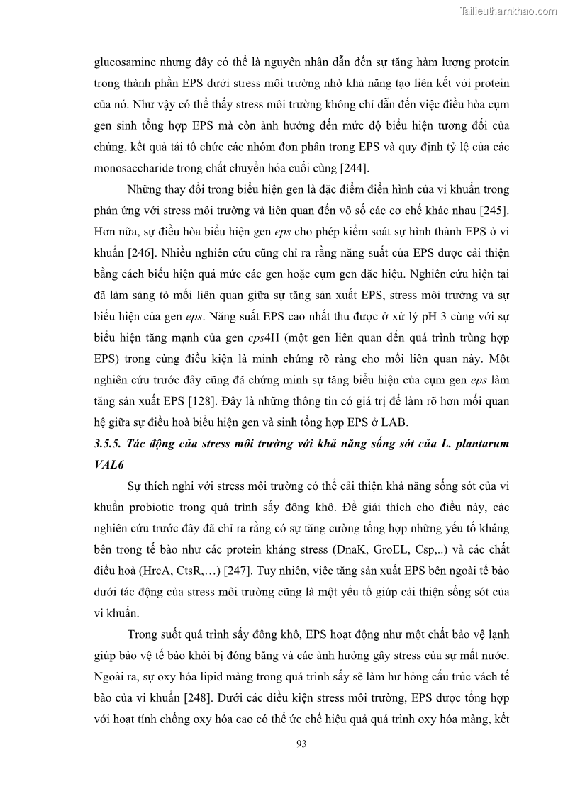 Luận án tiến sĩ công nghệ sinh học Nghiên cứu các điều kiện stress môi trường đến khả năng tổng hợp exopolysaccharides của vi khuẩn Lactobacillus plantarum - 10 Trang 109