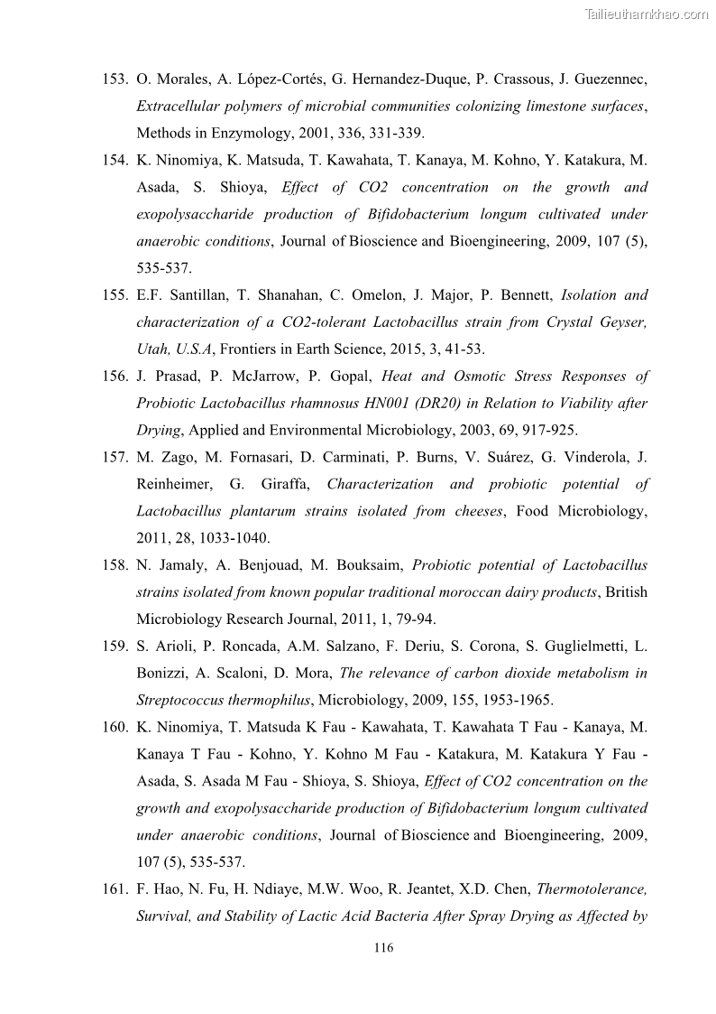 Luận án tiến sĩ công nghệ sinh học Nghiên cứu các điều kiện stress môi trường đến khả năng tổng hợp exopolysaccharides của vi khuẩn Lactobacillus plantarum - 11 Trang 132