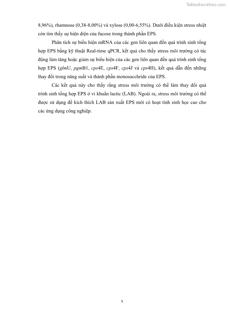Luận án tiến sĩ công nghệ sinh học Nghiên cứu các điều kiện stress môi trường đến khả năng tổng hợp exopolysaccharides của vi khuẩn Lactobacillus plantarum - 2 Trang 14