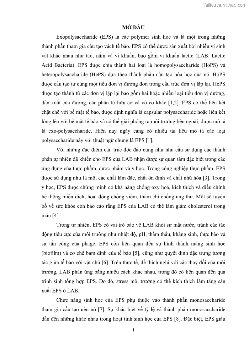 Luận án tiến sĩ công nghệ sinh học Nghiên cứu các điều kiện stress môi trường đến khả năng tổng hợp exopolysaccharides của vi khuẩn Lactobacillus plantarum - 2 Trang 17