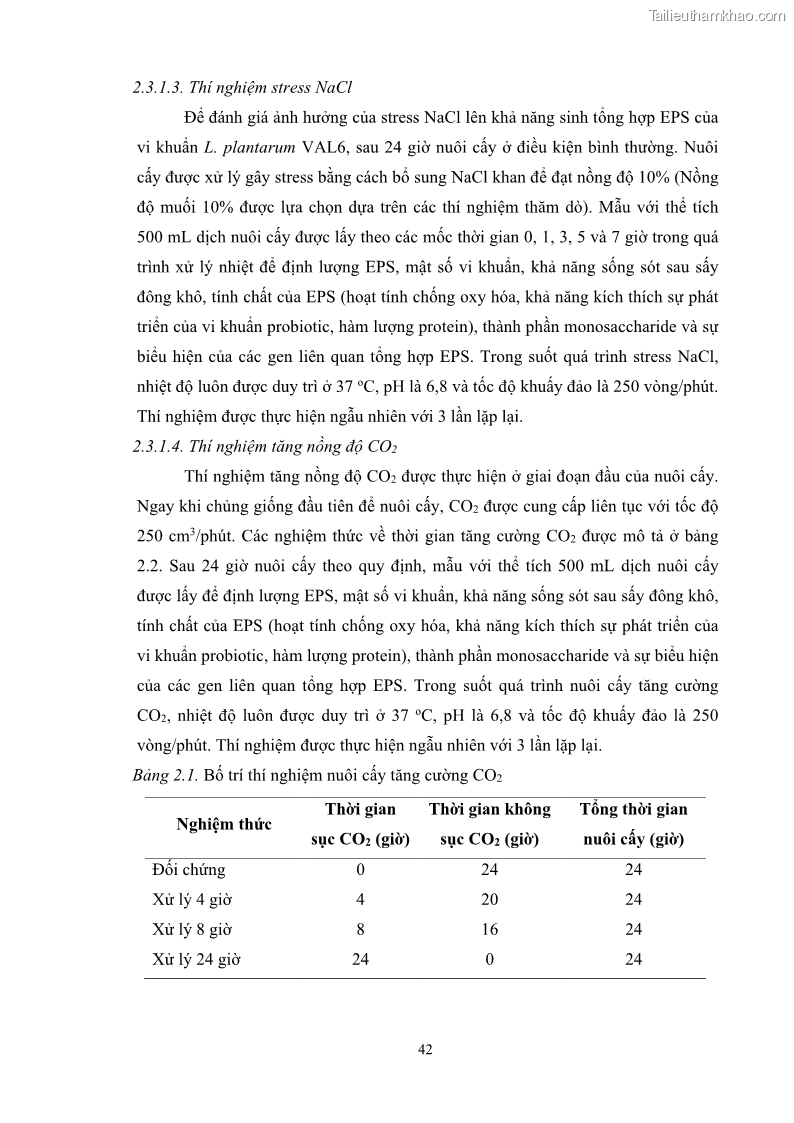 Luận án tiến sĩ công nghệ sinh học Nghiên cứu các điều kiện stress môi trường đến khả năng tổng hợp exopolysaccharides của vi khuẩn Lactobacillus plantarum - 5 Trang 58