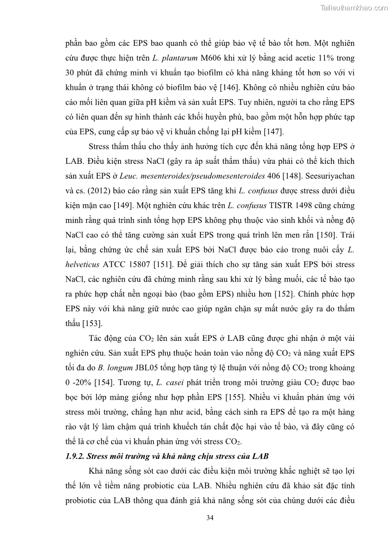 Luận án tiến sĩ công nghệ sinh học Nghiên cứu các điều kiện stress môi trường đến khả năng tổng hợp exopolysaccharides của vi khuẩn Lactobacillus plantarum - 5 Trang 50