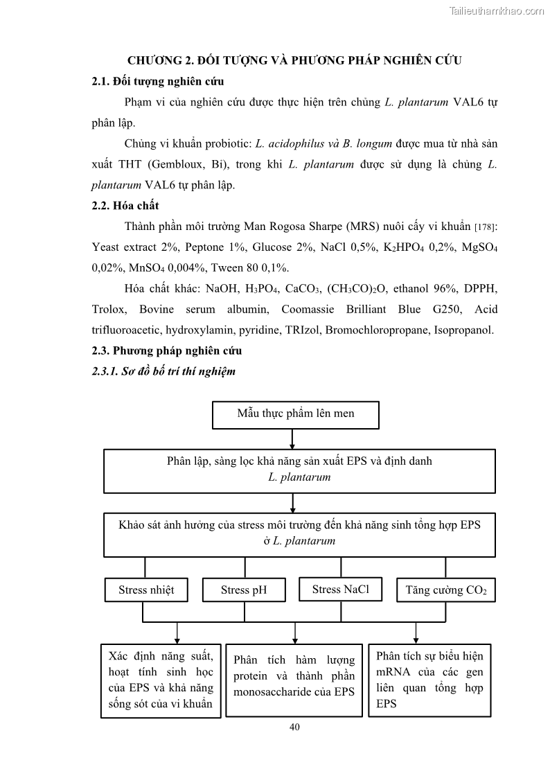 Luận án tiến sĩ công nghệ sinh học Nghiên cứu các điều kiện stress môi trường đến khả năng tổng hợp exopolysaccharides của vi khuẩn Lactobacillus plantarum - 5 Trang 56