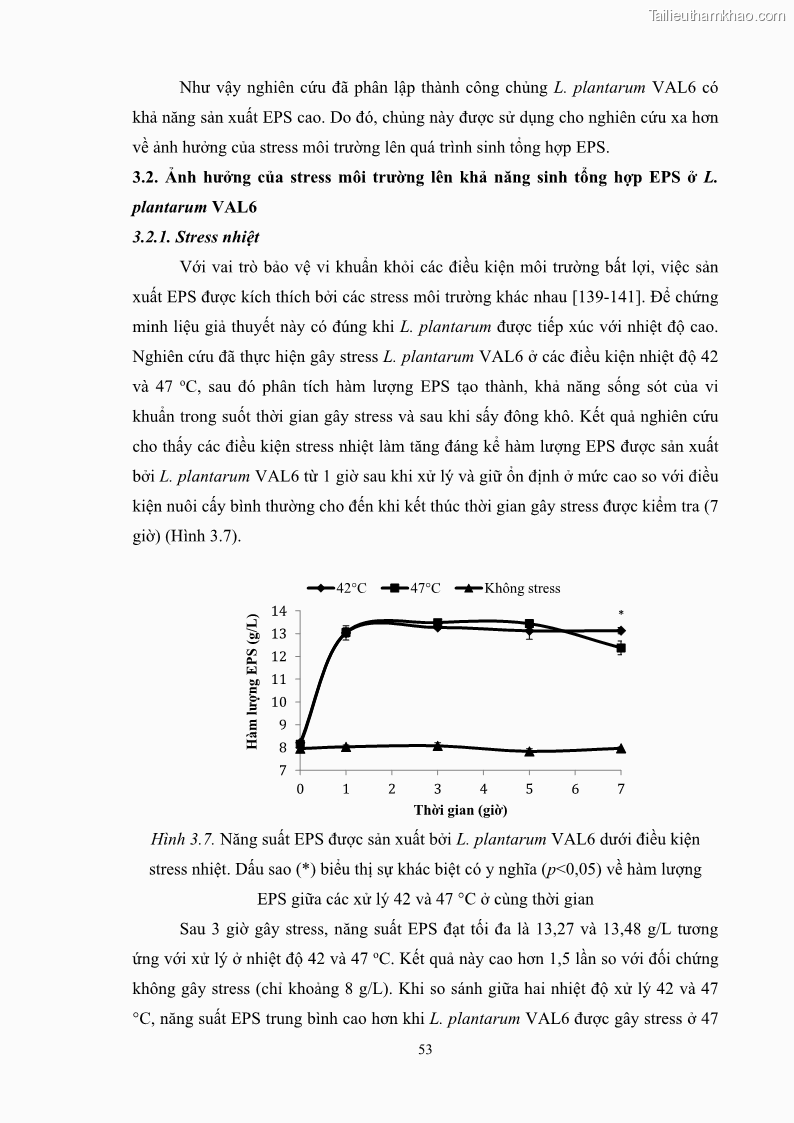 Luận án tiến sĩ công nghệ sinh học Nghiên cứu các điều kiện stress môi trường đến khả năng tổng hợp exopolysaccharides của vi khuẩn Lactobacillus plantarum - 6 Trang 69