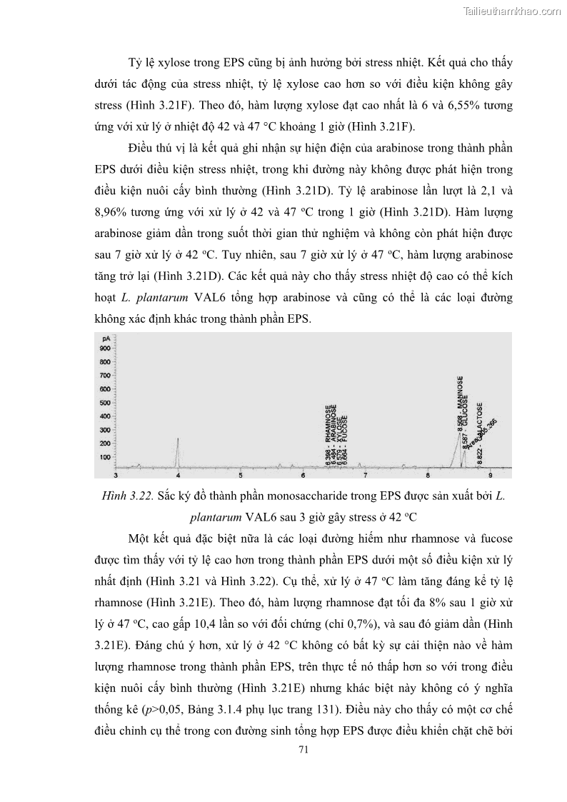 Luận án tiến sĩ công nghệ sinh học Nghiên cứu các điều kiện stress môi trường đến khả năng tổng hợp exopolysaccharides của vi khuẩn Lactobacillus plantarum - 8 Trang 87