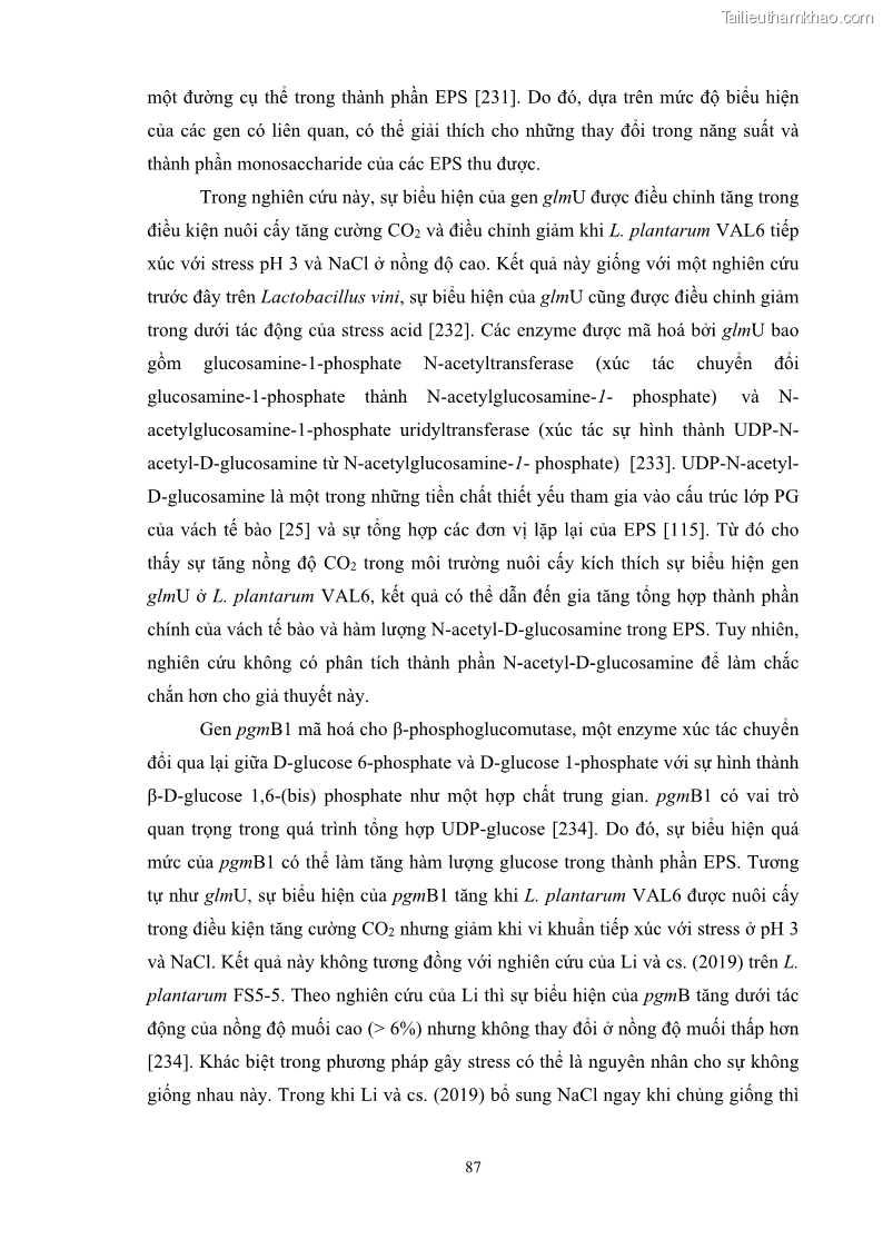 Luận án tiến sĩ công nghệ sinh học Nghiên cứu các điều kiện stress môi trường đến khả năng tổng hợp exopolysaccharides của vi khuẩn Lactobacillus plantarum - 9 Trang 103