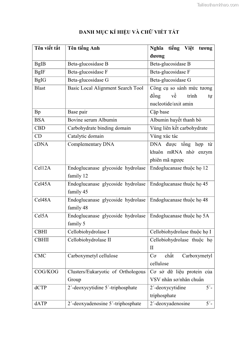Luận án tiến sĩ công nghệ sinh học Nghiên cứu cellulase từ vi khuẩn ruột mối phân lập ở Việt Nam - 1 Trang 5