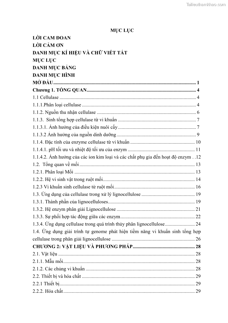 Luận án tiến sĩ công nghệ sinh học Nghiên cứu cellulase từ vi khuẩn ruột mối phân lập ở Việt Nam - 1 Trang 7