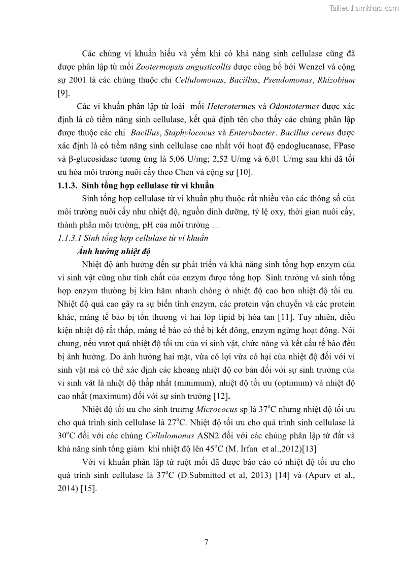 Luận án tiến sĩ công nghệ sinh học Nghiên cứu cellulase từ vi khuẩn ruột mối phân lập ở Việt Nam - 2 Trang 20