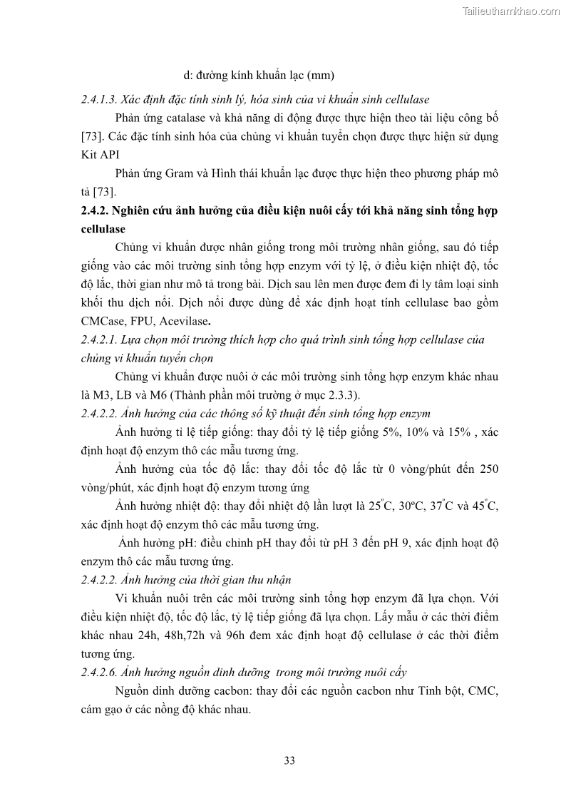 Luận án tiến sĩ công nghệ sinh học Nghiên cứu cellulase từ vi khuẩn ruột mối phân lập ở Việt Nam - 4 Trang 46