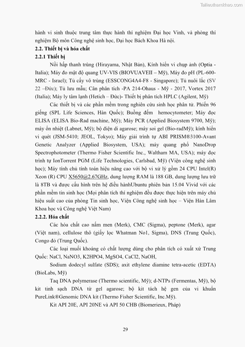 Luận án tiến sĩ công nghệ sinh học Nghiên cứu cellulase từ vi khuẩn ruột mối phân lập ở Việt Nam - 4 Trang 42