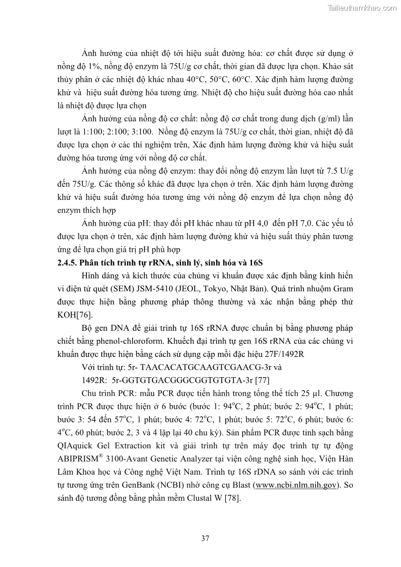 Luận án tiến sĩ công nghệ sinh học Nghiên cứu cellulase từ vi khuẩn ruột mối phân lập ở Việt Nam - 5 Trang 50