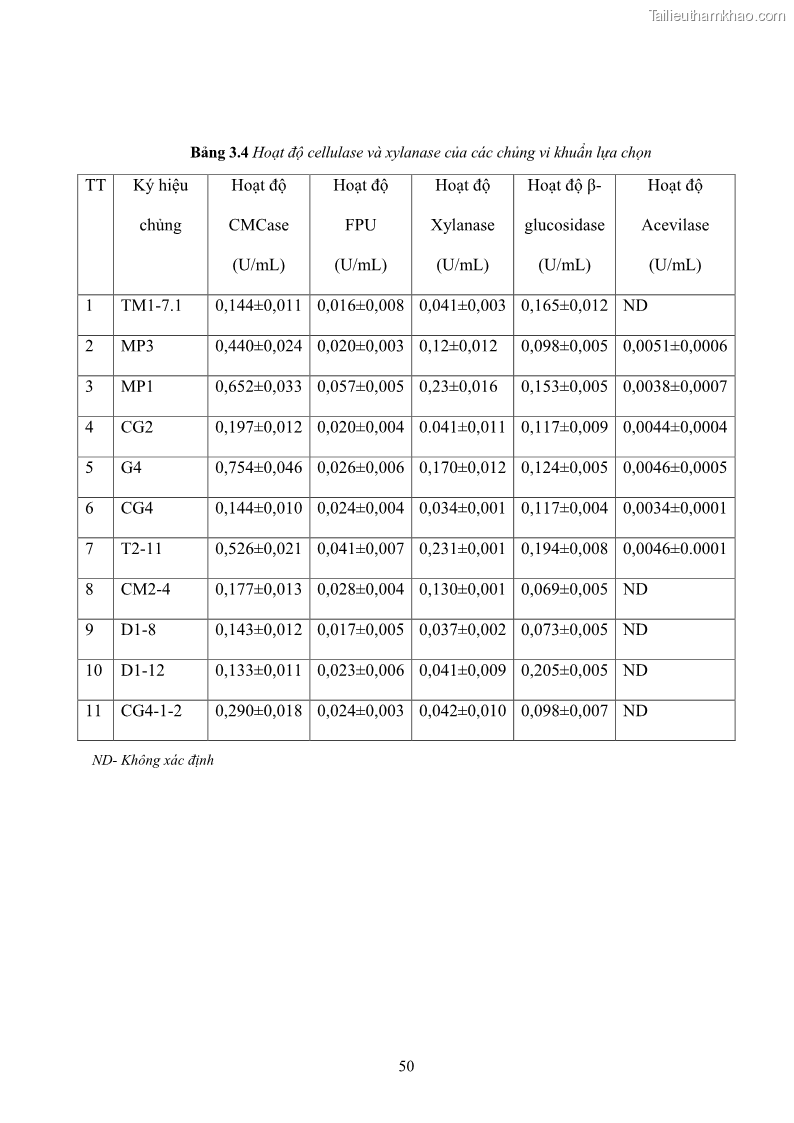 Luận án tiến sĩ công nghệ sinh học Nghiên cứu cellulase từ vi khuẩn ruột mối phân lập ở Việt Nam - 6 Trang 63