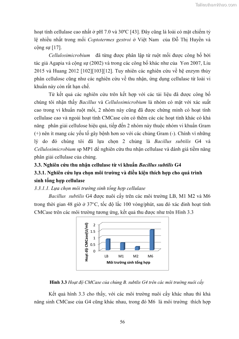 Luận án tiến sĩ công nghệ sinh học Nghiên cứu cellulase từ vi khuẩn ruột mối phân lập ở Việt Nam - 6 Trang 69