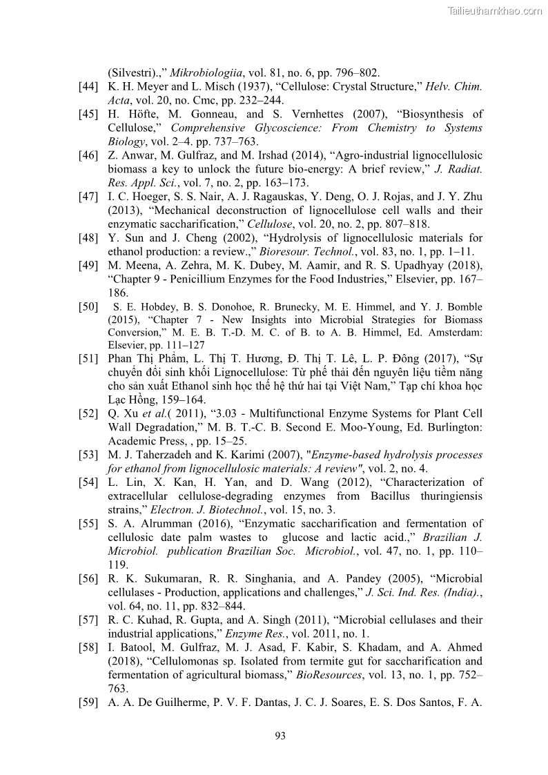 Luận án tiến sĩ công nghệ sinh học Nghiên cứu cellulase từ vi khuẩn ruột mối phân lập ở Việt Nam - 9 Trang 106