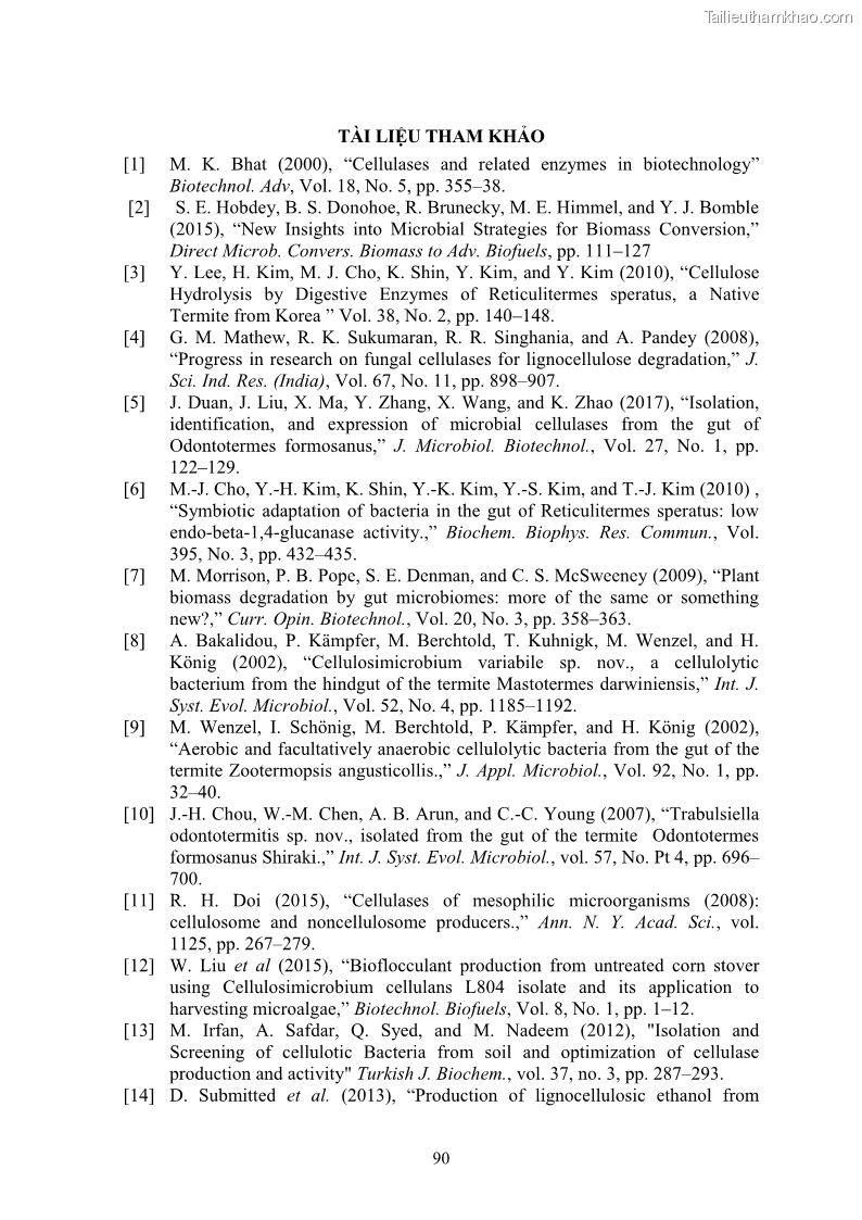 Luận án tiến sĩ công nghệ sinh học Nghiên cứu cellulase từ vi khuẩn ruột mối phân lập ở Việt Nam - 9 Trang 103