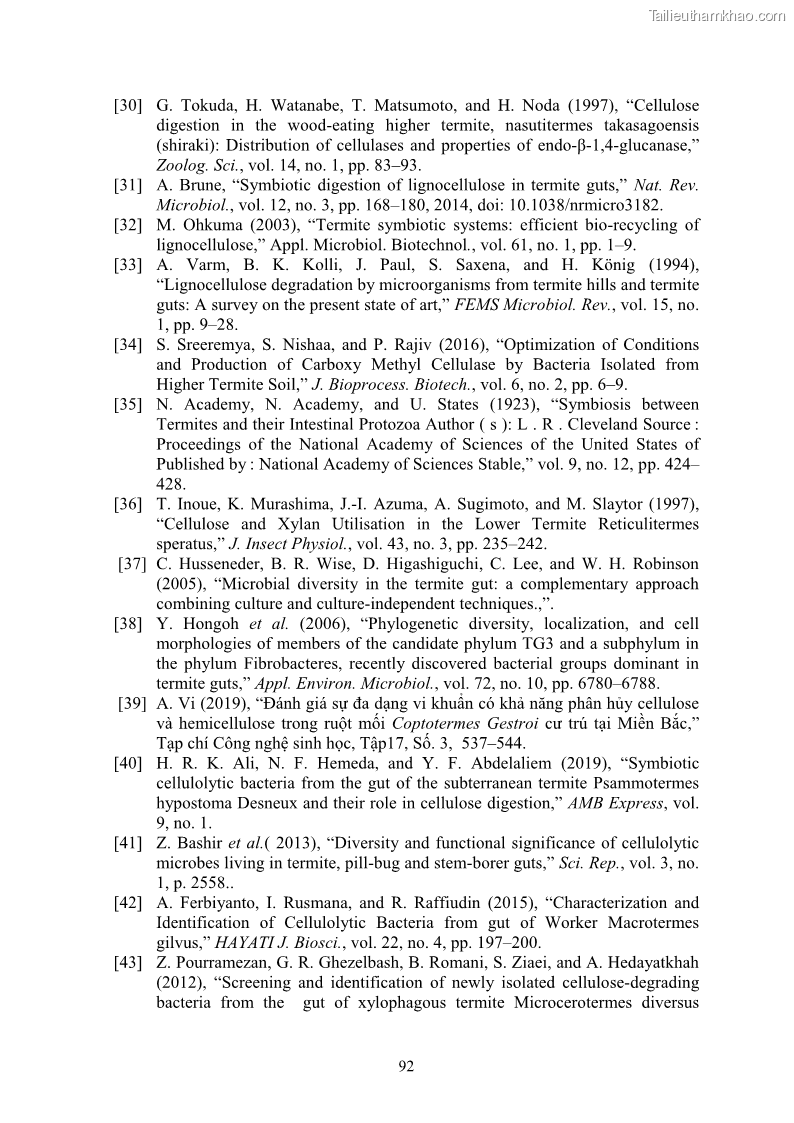 Luận án tiến sĩ công nghệ sinh học Nghiên cứu cellulase từ vi khuẩn ruột mối phân lập ở Việt Nam - 9 Trang 105