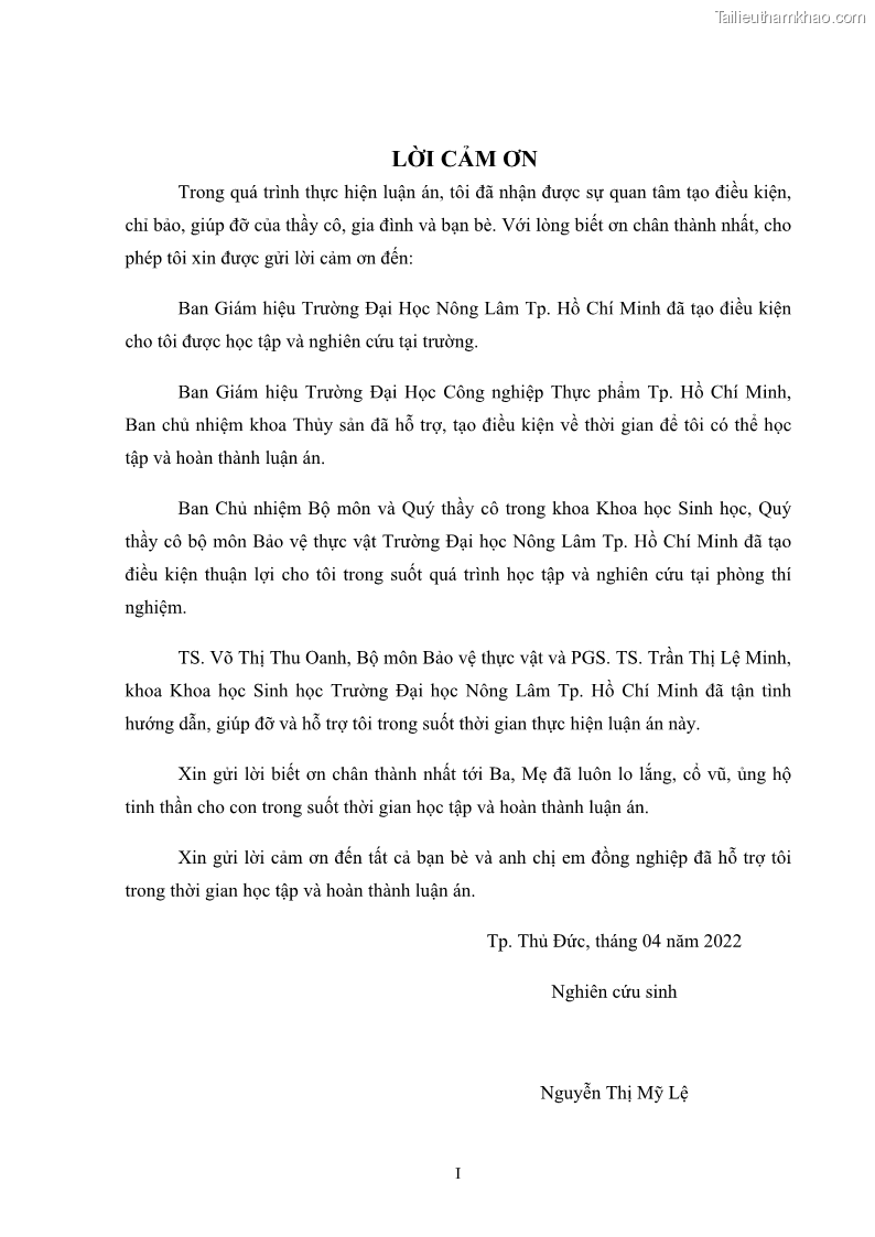 Luận án tiến sĩ công nghệ sinh học Nghiên cứu khả năng ức chế vi khuẩn Xanthomonas sp. gây bệnh loét trên cây chanh của cao chiết phân đoạn từ cây Giao Euphorbia tirucalli L. - 1 Trang 3