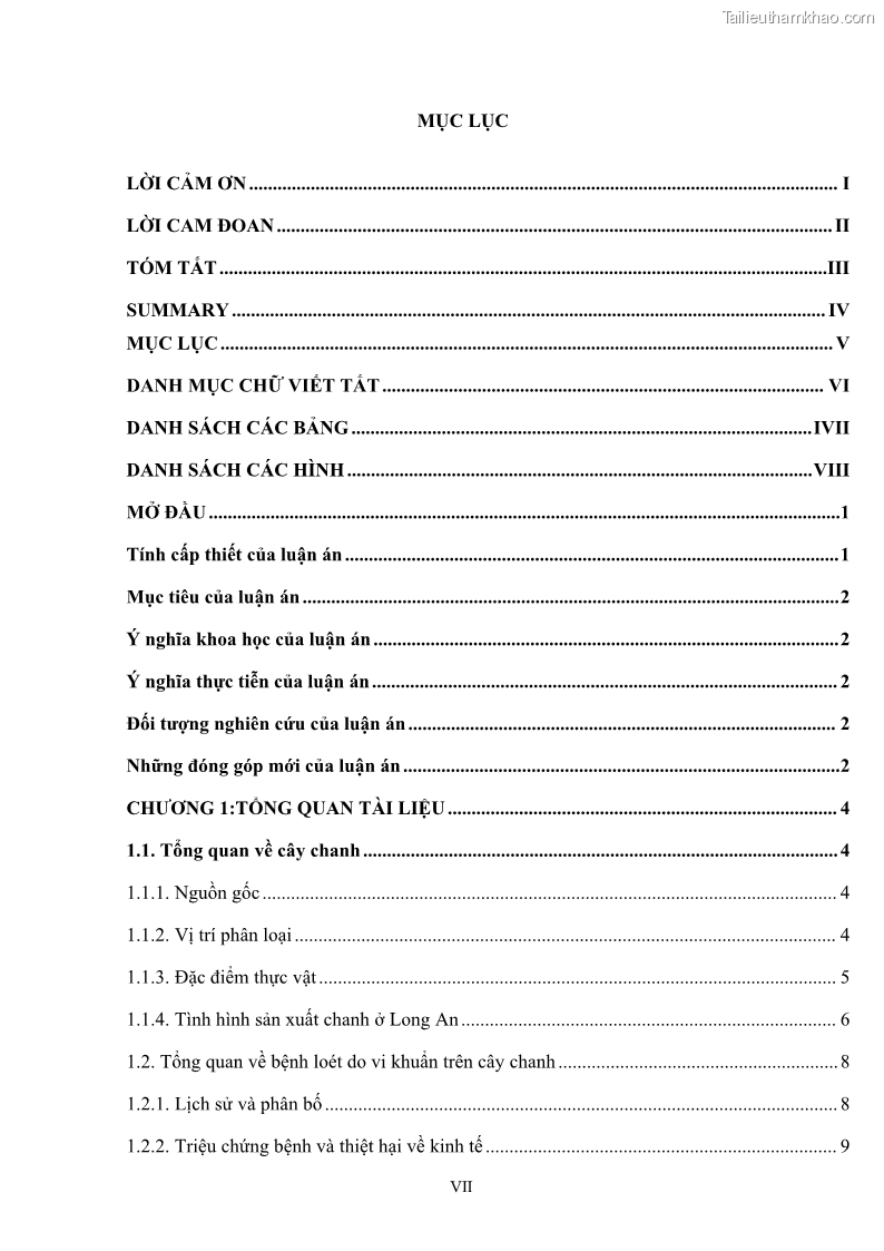 Luận án tiến sĩ công nghệ sinh học Nghiên cứu khả năng ức chế vi khuẩn Xanthomonas sp. gây bệnh loét trên cây chanh của cao chiết phân đoạn từ cây Giao Euphorbia tirucalli L. - 1 Trang 9