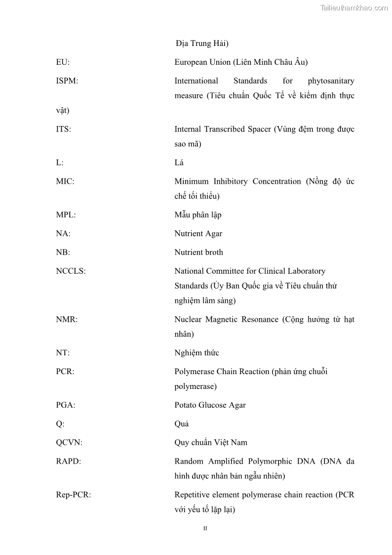 Luận án tiến sĩ công nghệ sinh học Nghiên cứu khả năng ức chế vi khuẩn Xanthomonas sp. gây bệnh loét trên cây chanh của cao chiết phân đoạn từ cây Giao Euphorbia tirucalli L. - 2 Trang 15