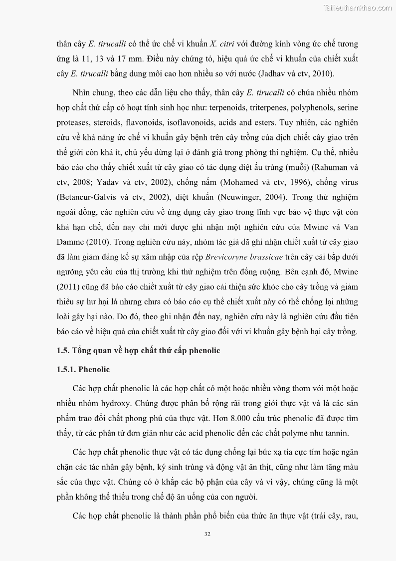 Luận án tiến sĩ công nghệ sinh học Nghiên cứu khả năng ức chế vi khuẩn Xanthomonas sp. gây bệnh loét trên cây chanh của cao chiết phân đoạn từ cây Giao Euphorbia tirucalli L. - 5 Trang 53