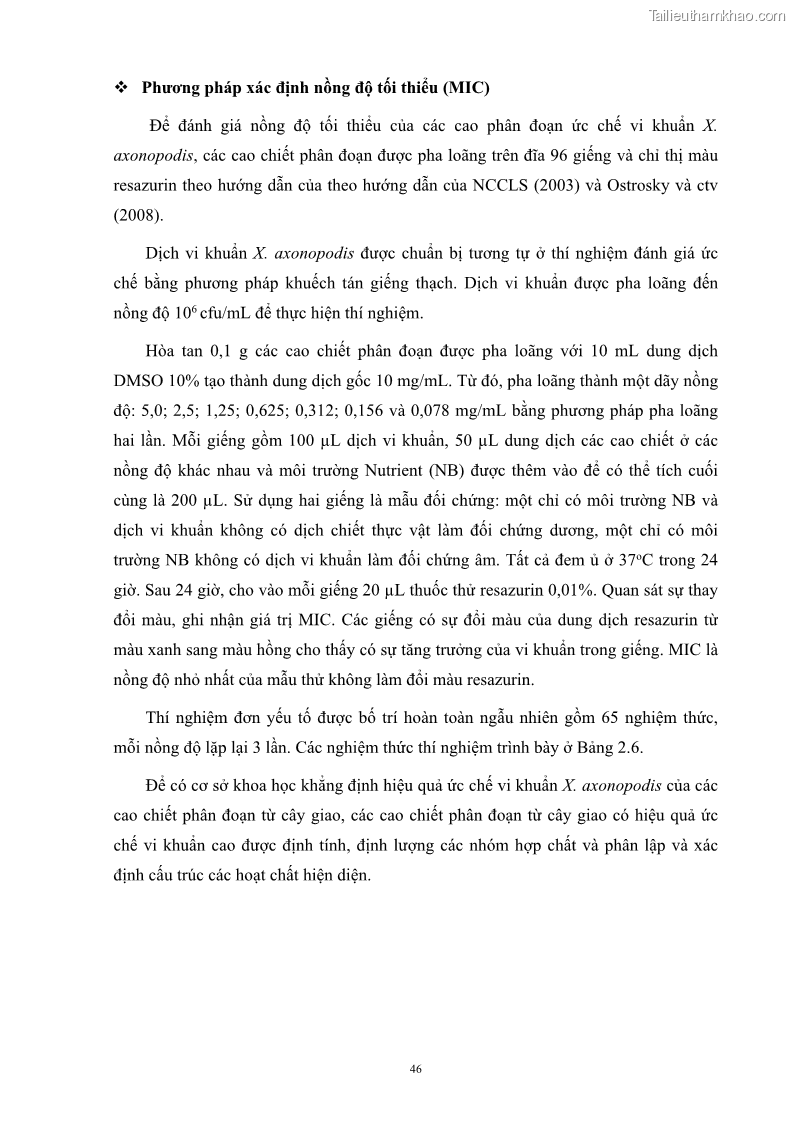 Luận án tiến sĩ công nghệ sinh học Nghiên cứu khả năng ức chế vi khuẩn Xanthomonas sp. gây bệnh loét trên cây chanh của cao chiết phân đoạn từ cây Giao Euphorbia tirucalli L. - 6 Trang 67