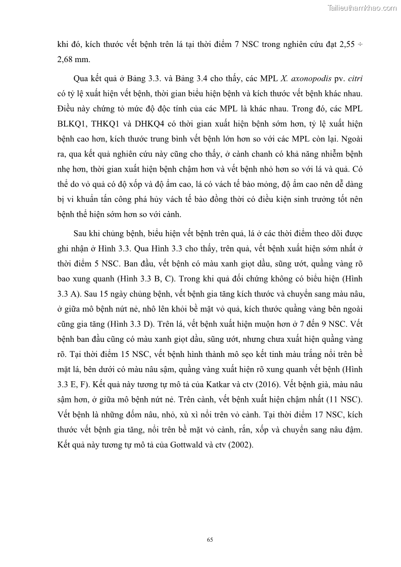 Luận án tiến sĩ công nghệ sinh học Nghiên cứu khả năng ức chế vi khuẩn Xanthomonas sp. gây bệnh loét trên cây chanh của cao chiết phân đoạn từ cây Giao Euphorbia tirucalli L. - 8 Trang 86