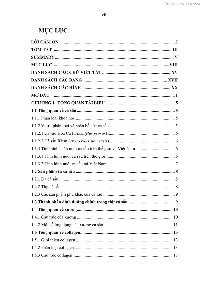 Luận án tiến sĩ công nghệ sinh học Nghiên cứu phát triển sản phẩm thực phẩm từ nguyên liệu cá sấu bằng kỹ thuật hóa sinh - 1 Trang 10
