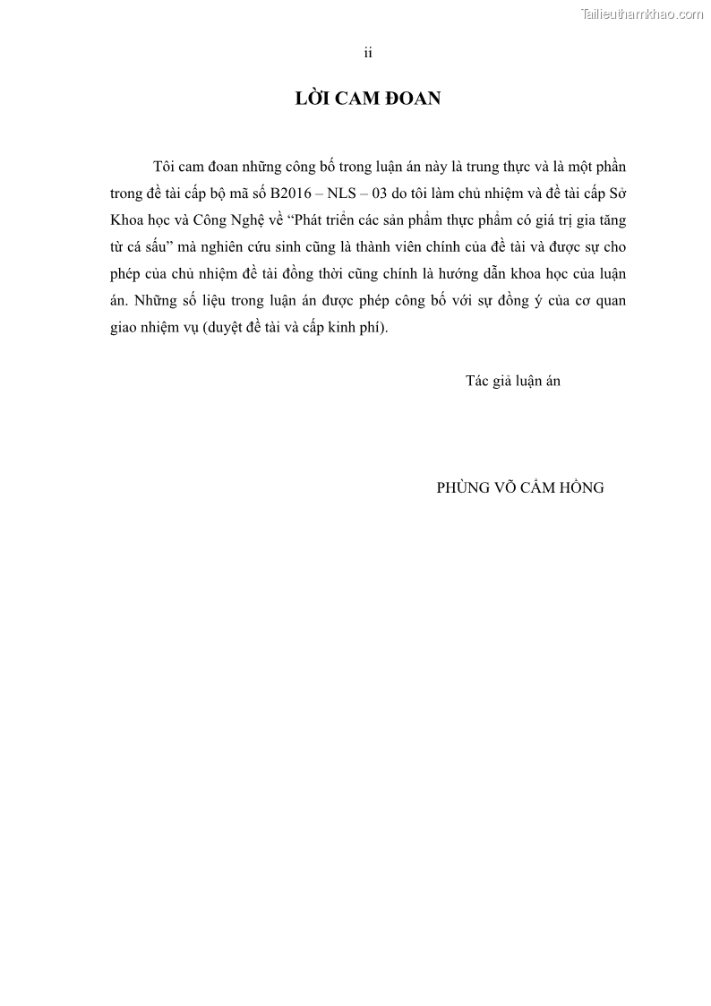 Luận án tiến sĩ công nghệ sinh học Nghiên cứu phát triển sản phẩm thực phẩm từ nguyên liệu cá sấu bằng kỹ thuật hóa sinh - 1 Trang 4