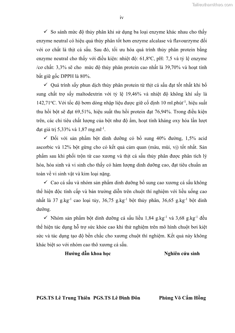 Luận án tiến sĩ công nghệ sinh học Nghiên cứu phát triển sản phẩm thực phẩm từ nguyên liệu cá sấu bằng kỹ thuật hóa sinh - 1 Trang 6