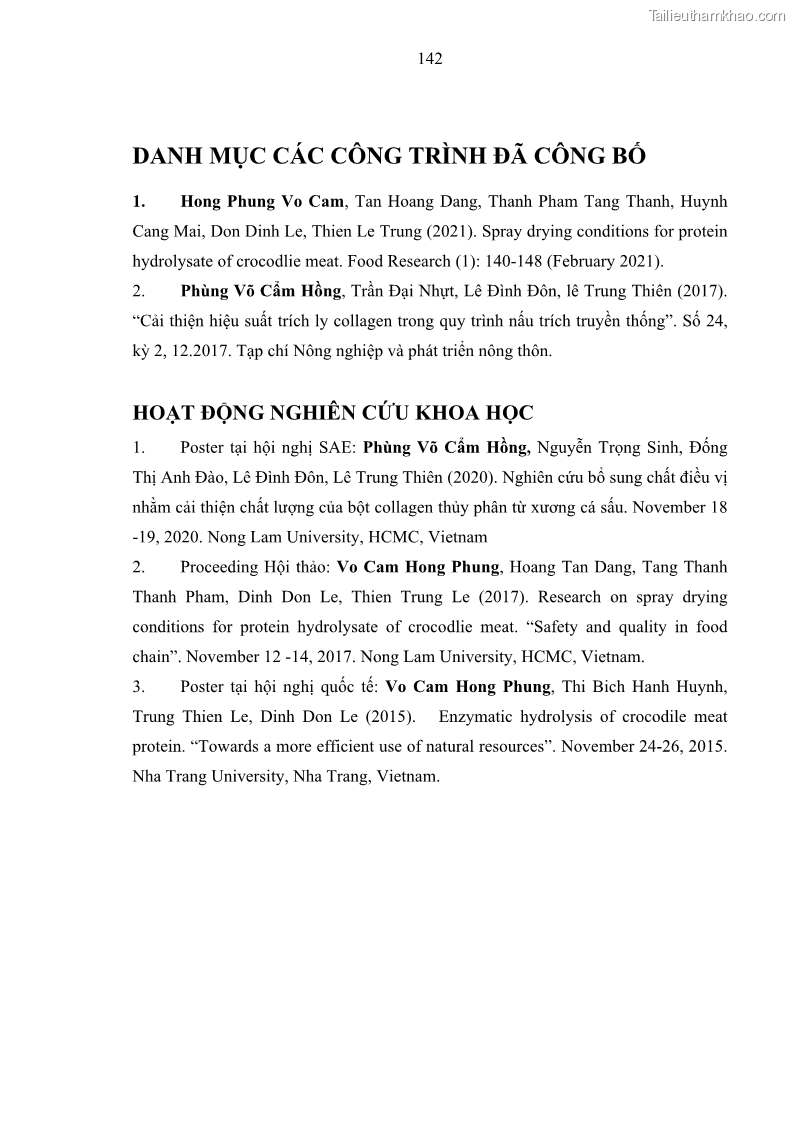 Luận án tiến sĩ công nghệ sinh học Nghiên cứu phát triển sản phẩm thực phẩm từ nguyên liệu cá sấu bằng kỹ thuật hóa sinh - 14 Trang 166