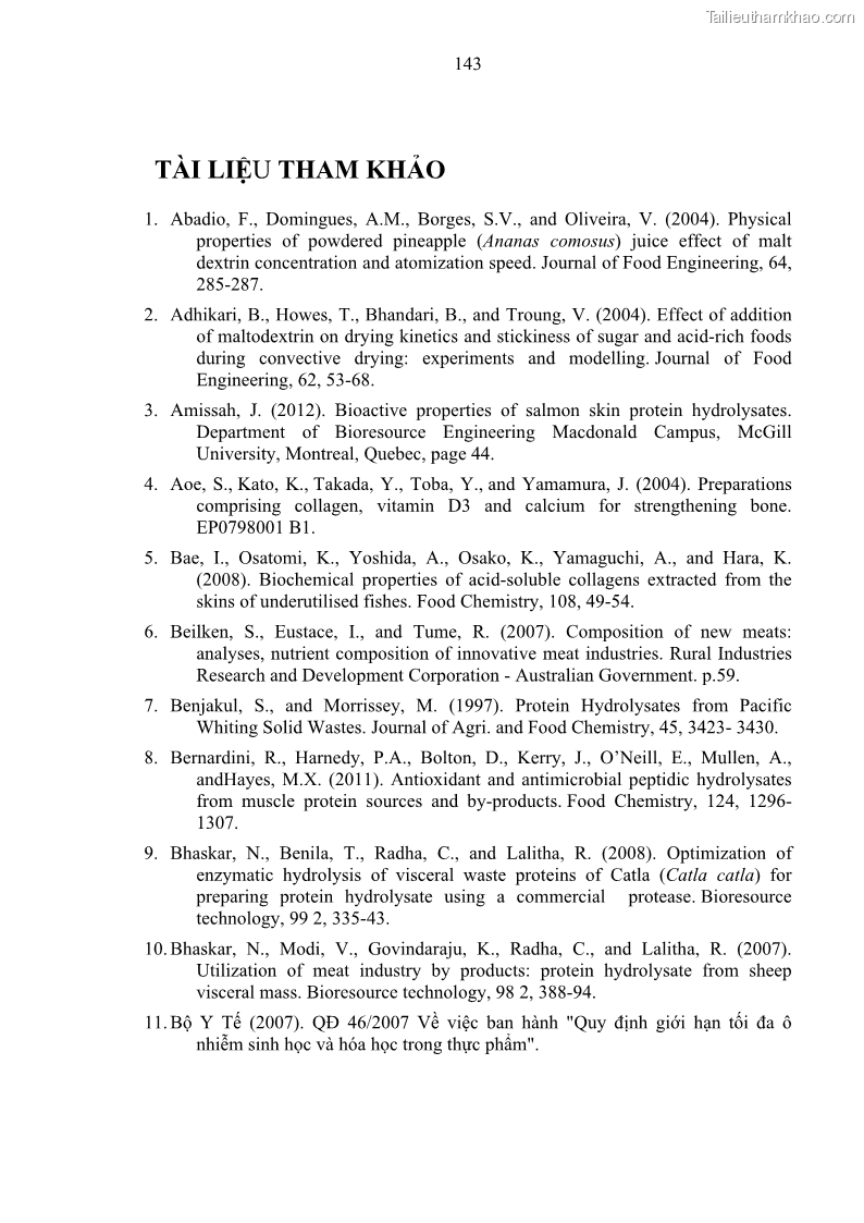 Luận án tiến sĩ công nghệ sinh học Nghiên cứu phát triển sản phẩm thực phẩm từ nguyên liệu cá sấu bằng kỹ thuật hóa sinh - 14 Trang 167