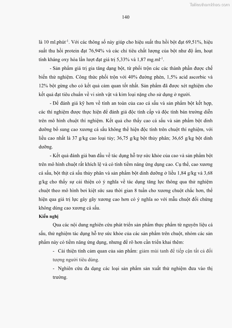 Luận án tiến sĩ công nghệ sinh học Nghiên cứu phát triển sản phẩm thực phẩm từ nguyên liệu cá sấu bằng kỹ thuật hóa sinh - 14 Trang 164