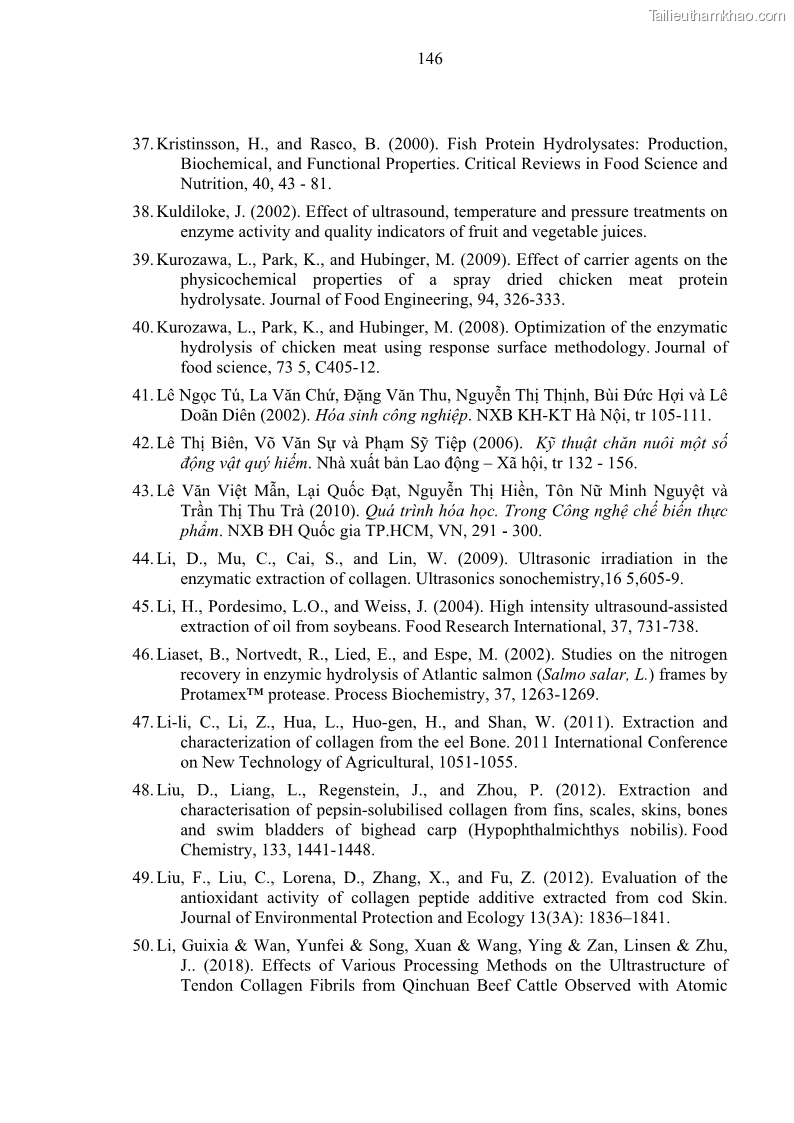 Luận án tiến sĩ công nghệ sinh học Nghiên cứu phát triển sản phẩm thực phẩm từ nguyên liệu cá sấu bằng kỹ thuật hóa sinh - 15 Trang 170