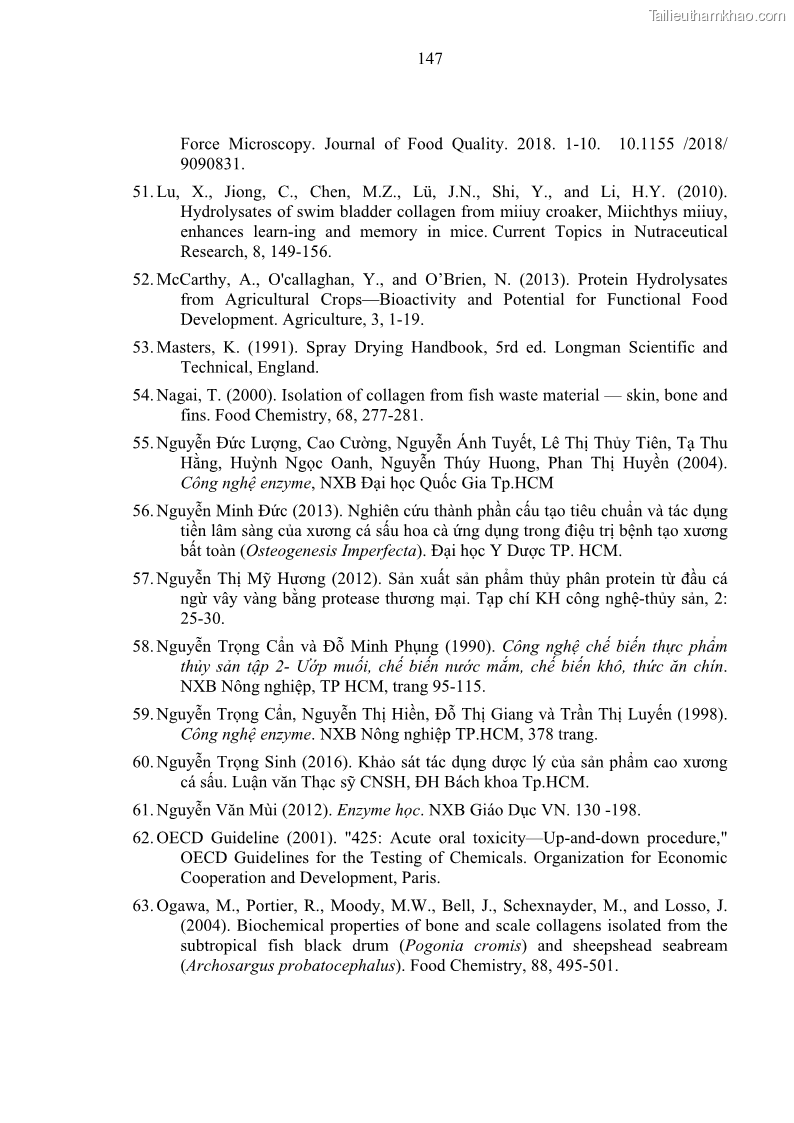 Luận án tiến sĩ công nghệ sinh học Nghiên cứu phát triển sản phẩm thực phẩm từ nguyên liệu cá sấu bằng kỹ thuật hóa sinh - 15 Trang 171