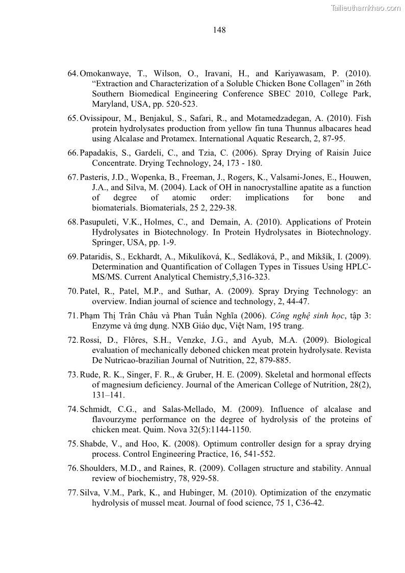 Luận án tiến sĩ công nghệ sinh học Nghiên cứu phát triển sản phẩm thực phẩm từ nguyên liệu cá sấu bằng kỹ thuật hóa sinh - 15 Trang 172