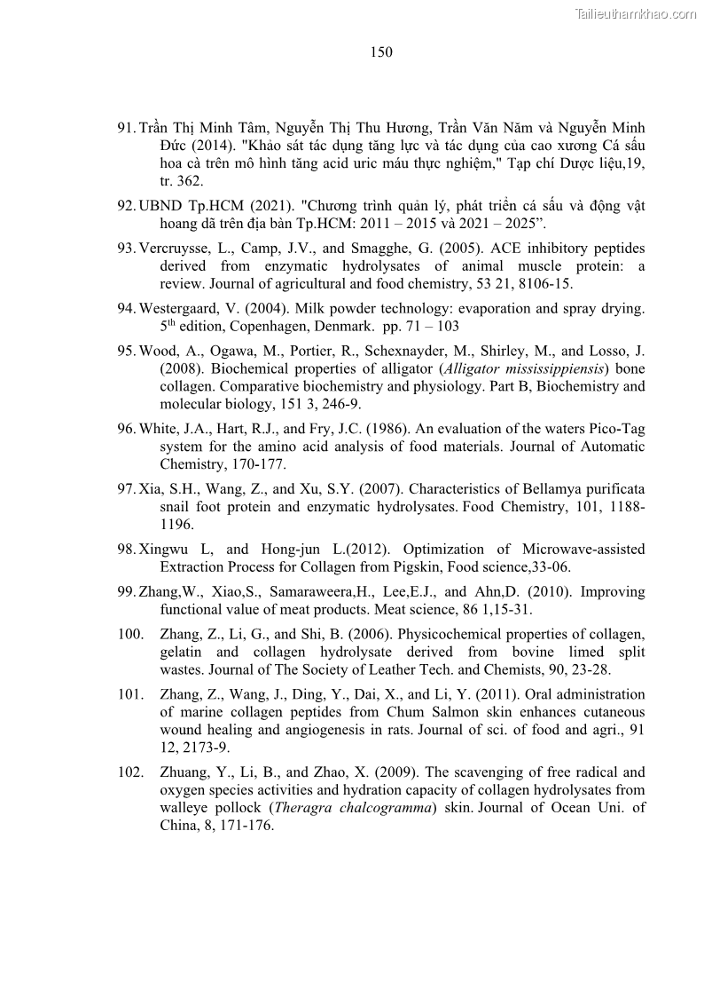 Luận án tiến sĩ công nghệ sinh học Nghiên cứu phát triển sản phẩm thực phẩm từ nguyên liệu cá sấu bằng kỹ thuật hóa sinh - 15 Trang 174