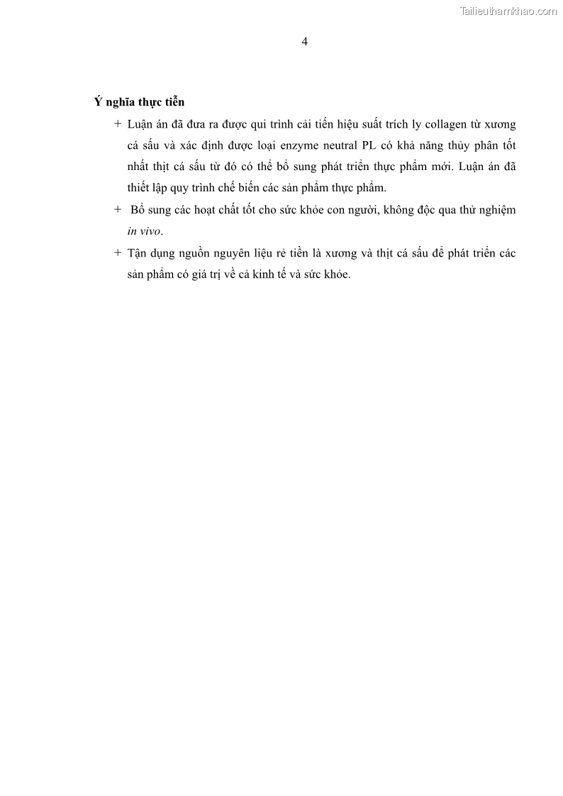 Luận án tiến sĩ công nghệ sinh học Nghiên cứu phát triển sản phẩm thực phẩm từ nguyên liệu cá sấu bằng kỹ thuật hóa sinh - 3 Trang 28