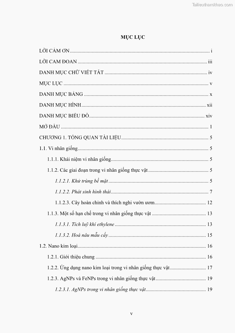 Luận án tiến sĩ công nghệ sinh học Nghiên cứu tác động của nano bạc và nano sắt lên chất lượng cây giống in vitro ở một số cây trồng có giá trị kinh tế - 1 Trang 7
