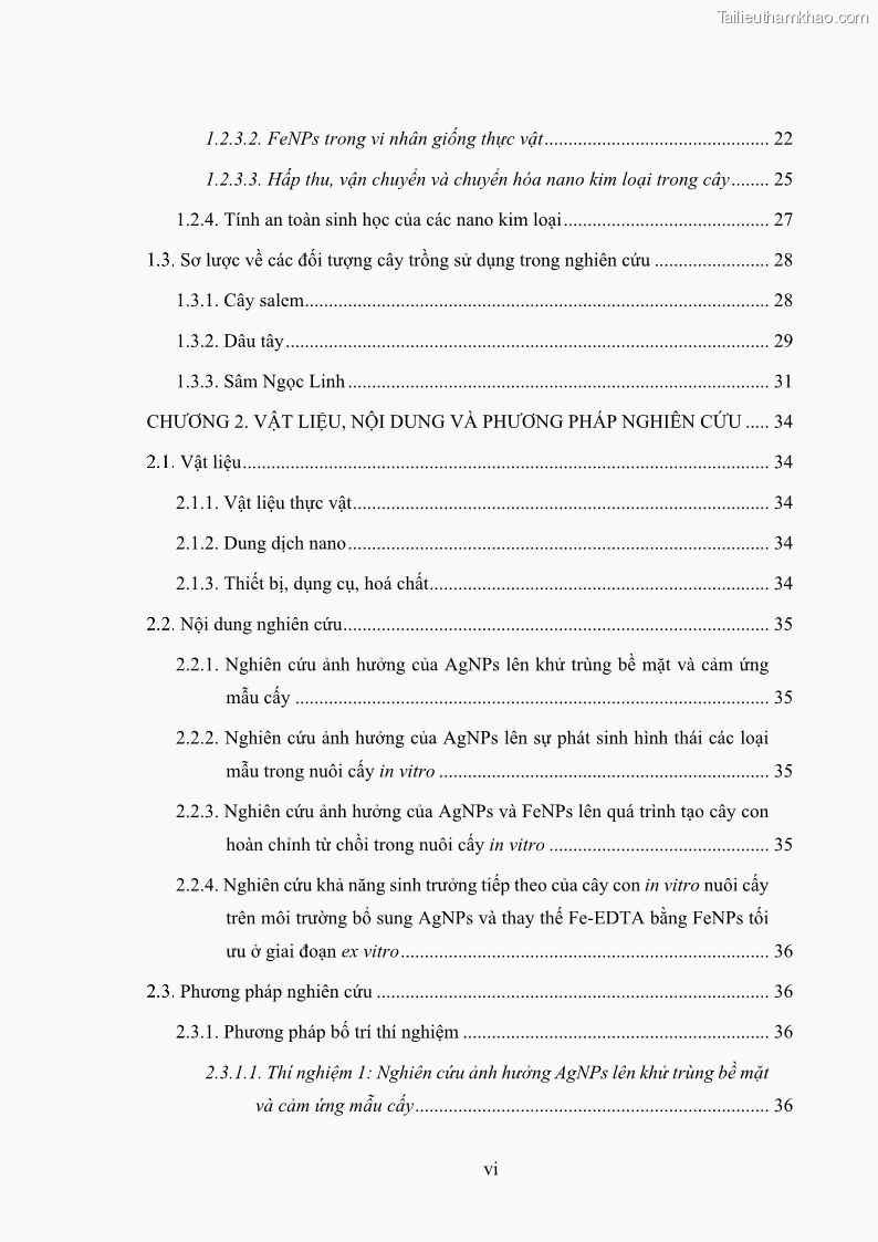 Luận án tiến sĩ công nghệ sinh học Nghiên cứu tác động của nano bạc và nano sắt lên chất lượng cây giống in vitro ở một số cây trồng có giá trị kinh tế - 1 Trang 8