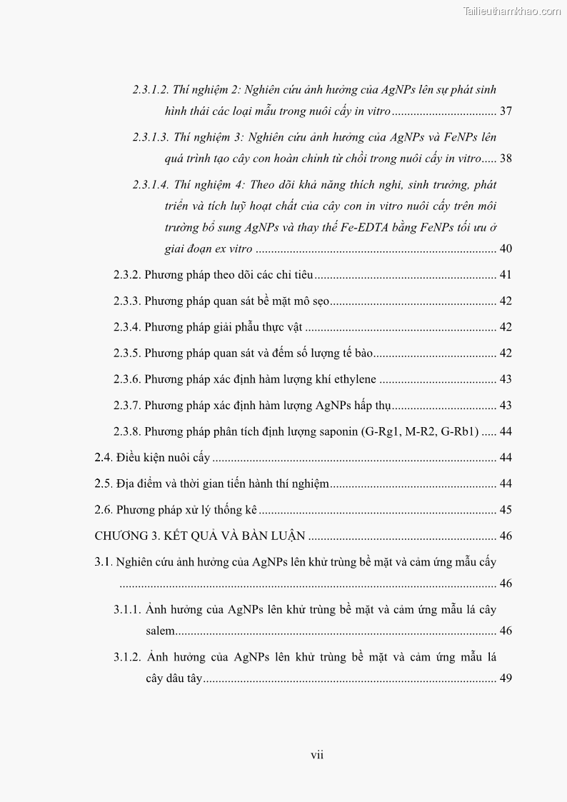 Luận án tiến sĩ công nghệ sinh học Nghiên cứu tác động của nano bạc và nano sắt lên chất lượng cây giống in vitro ở một số cây trồng có giá trị kinh tế - 1 Trang 9