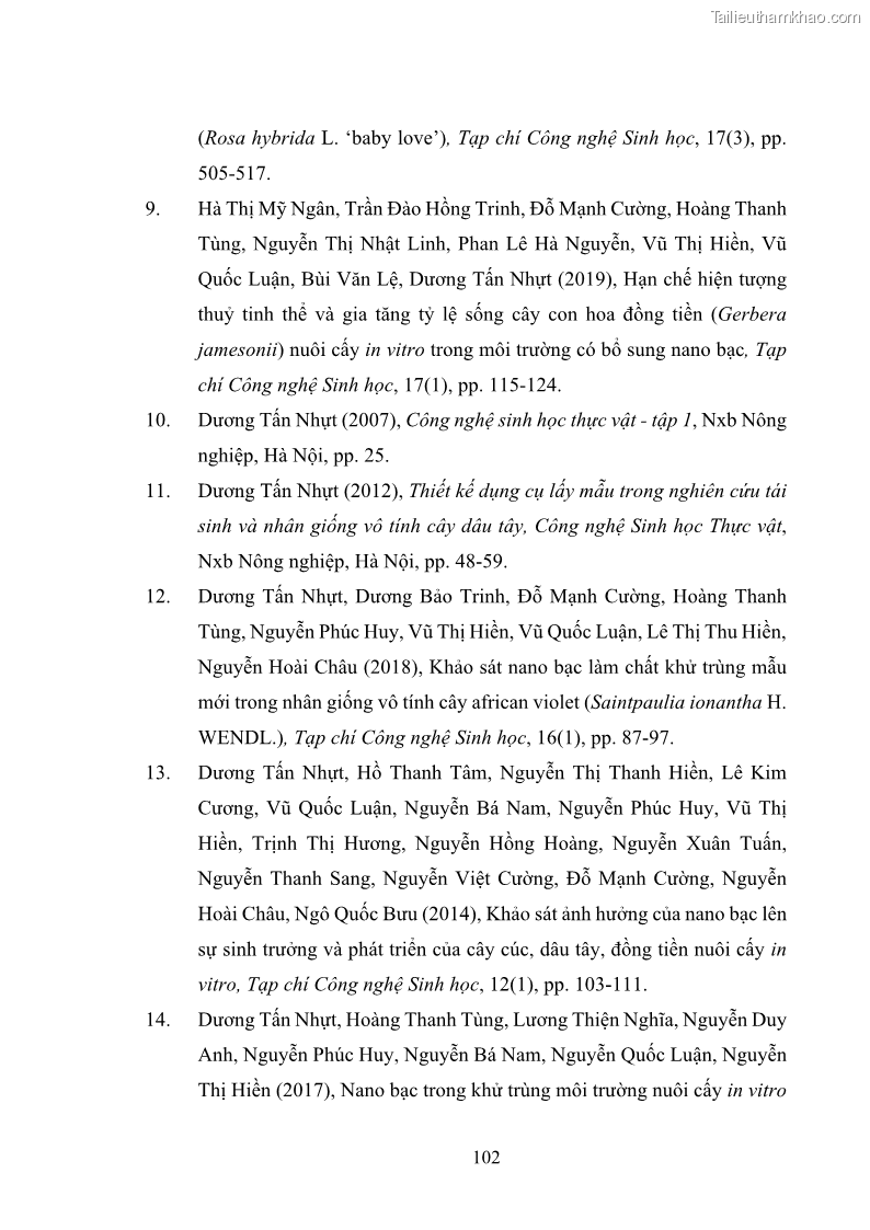 Luận án tiến sĩ công nghệ sinh học Nghiên cứu tác động của nano bạc và nano sắt lên chất lượng cây giống in vitro ở một số cây trồng có giá trị kinh tế - 10 Trang 118