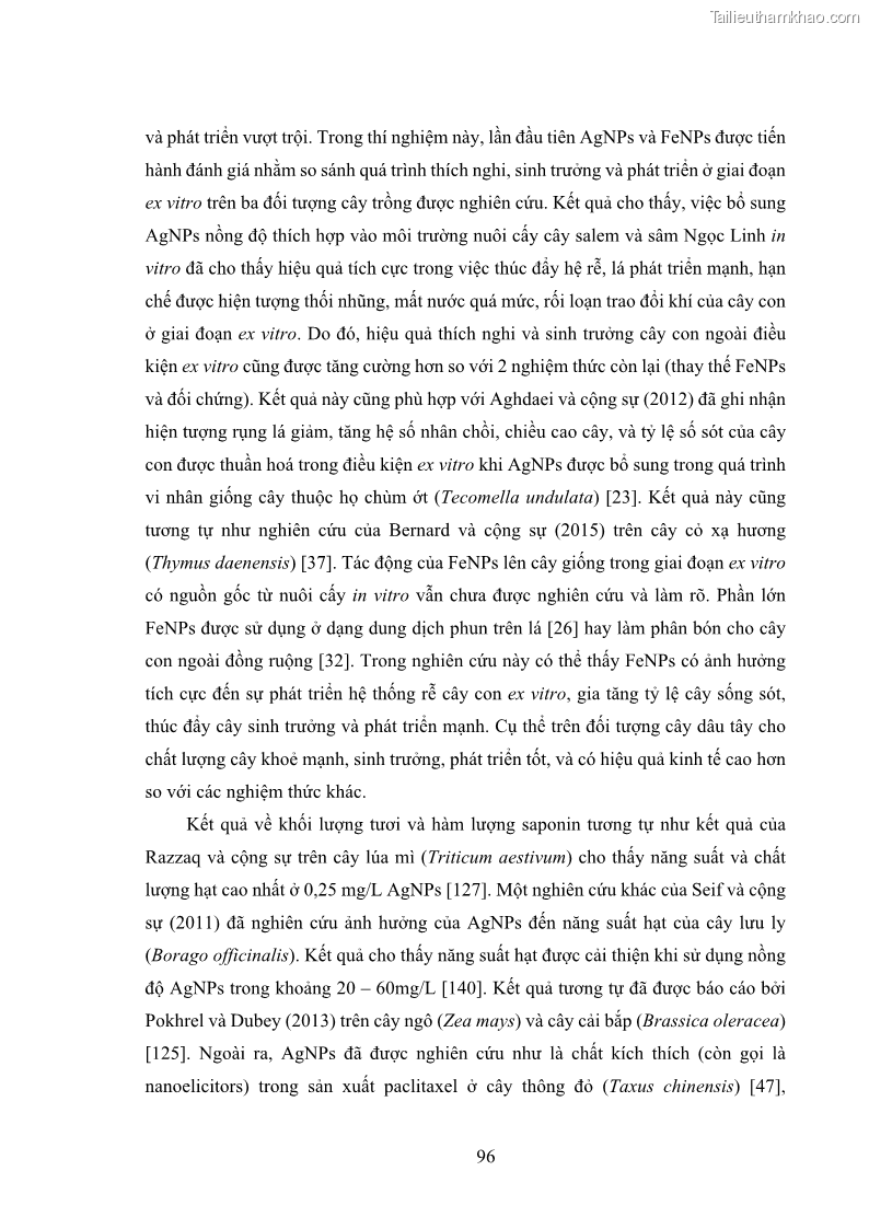 Luận án tiến sĩ công nghệ sinh học Nghiên cứu tác động của nano bạc và nano sắt lên chất lượng cây giống in vitro ở một số cây trồng có giá trị kinh tế - 10 Trang 112
