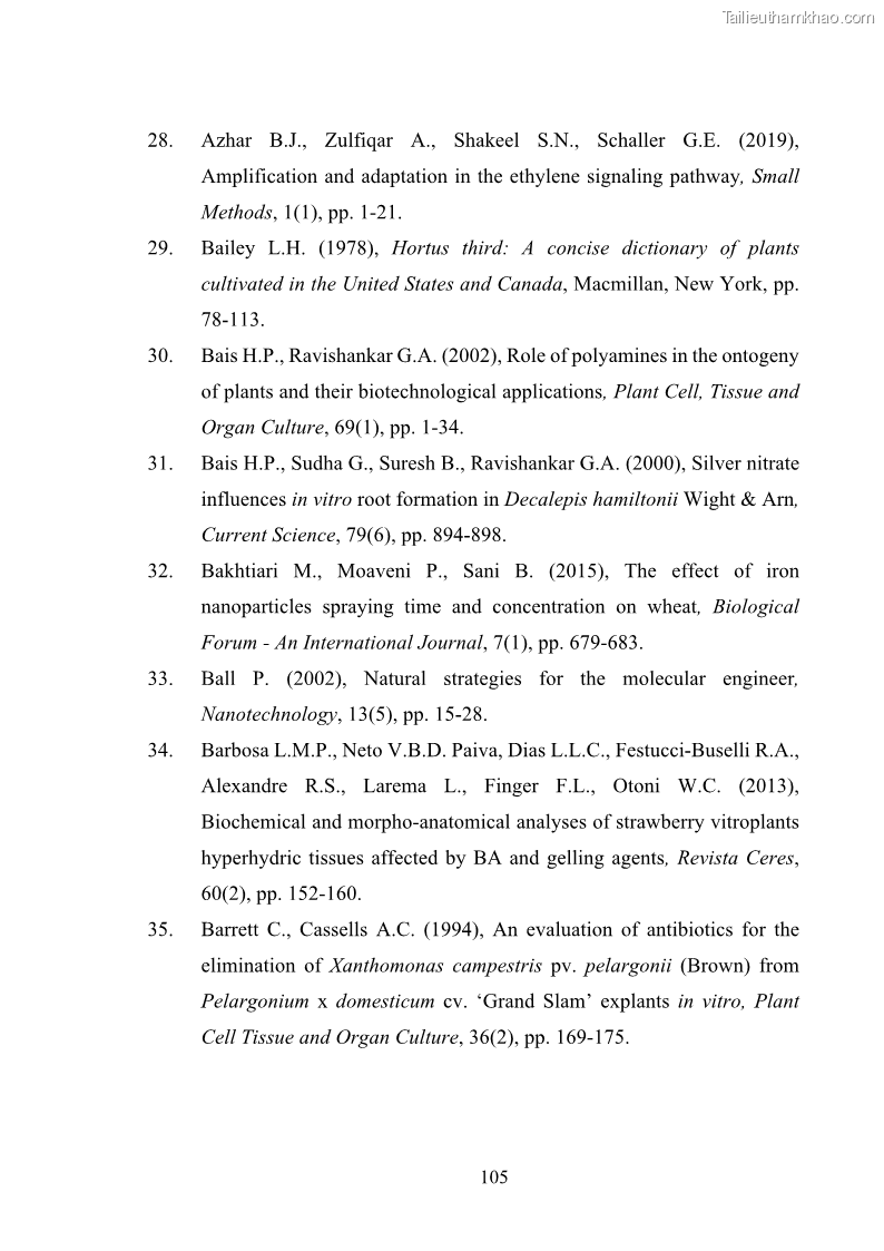 Luận án tiến sĩ công nghệ sinh học Nghiên cứu tác động của nano bạc và nano sắt lên chất lượng cây giống in vitro ở một số cây trồng có giá trị kinh tế - 11 Trang 121