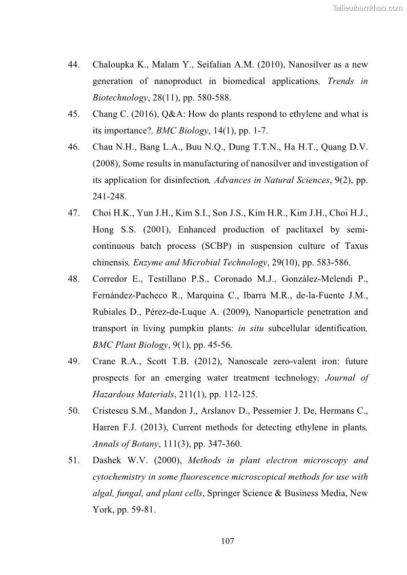 Luận án tiến sĩ công nghệ sinh học Nghiên cứu tác động của nano bạc và nano sắt lên chất lượng cây giống in vitro ở một số cây trồng có giá trị kinh tế - 11 Trang 123